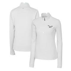 Philadelphia Eagles Cutter & Buck Women's Gridiron Classics Logo DryTec Traverse Stretch Quarter-Zip Pullover Top White