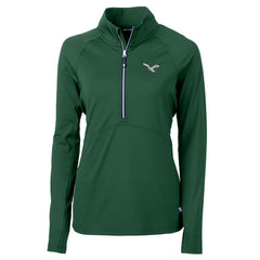 Philadelphia Eagles Cutter & Buck Women's Gridiron Classics Logo Adapt Eco Knit Stretch Recycled Half-Zip Pullover Top Green