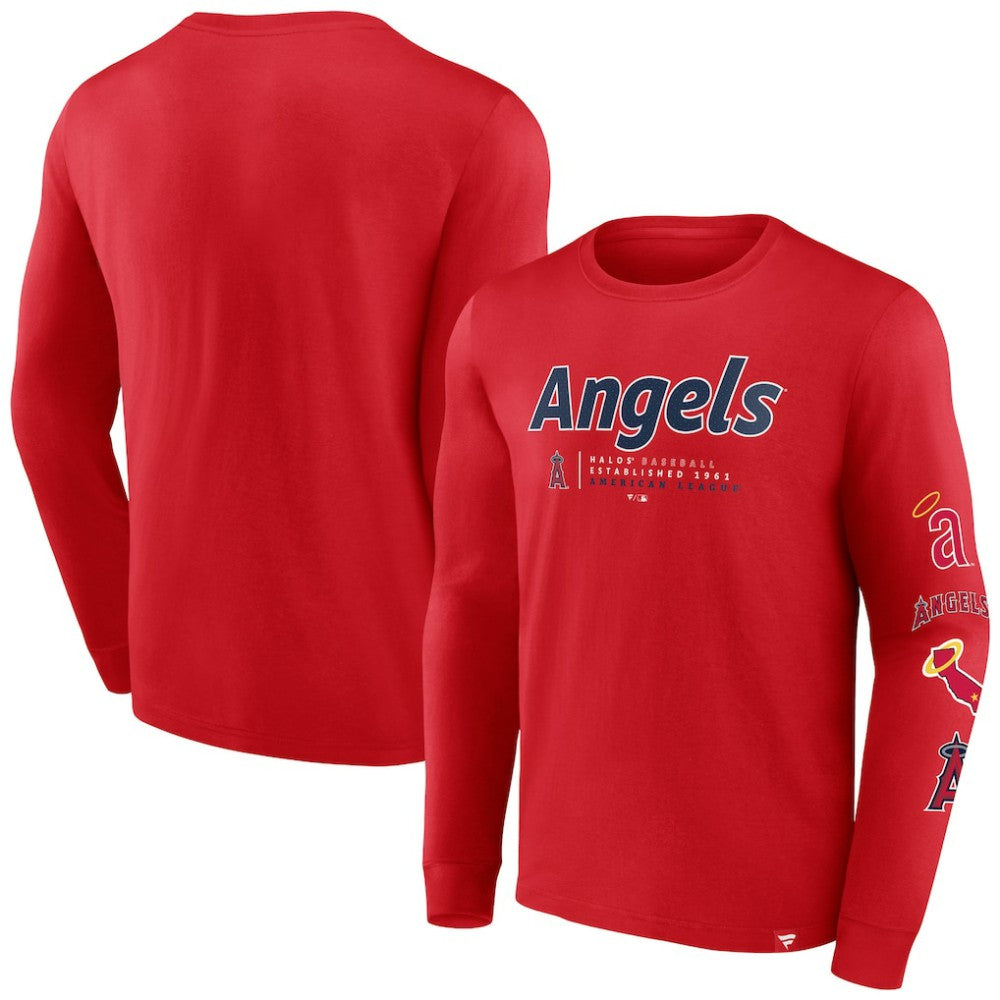 Los Angeles Angels Fanatics Strike the Goal Long Sleeve T-Shirt - Red T-shirts