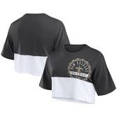New Orleans Saints Women's Boxy Color Split Cropped T-Shirt Black/White