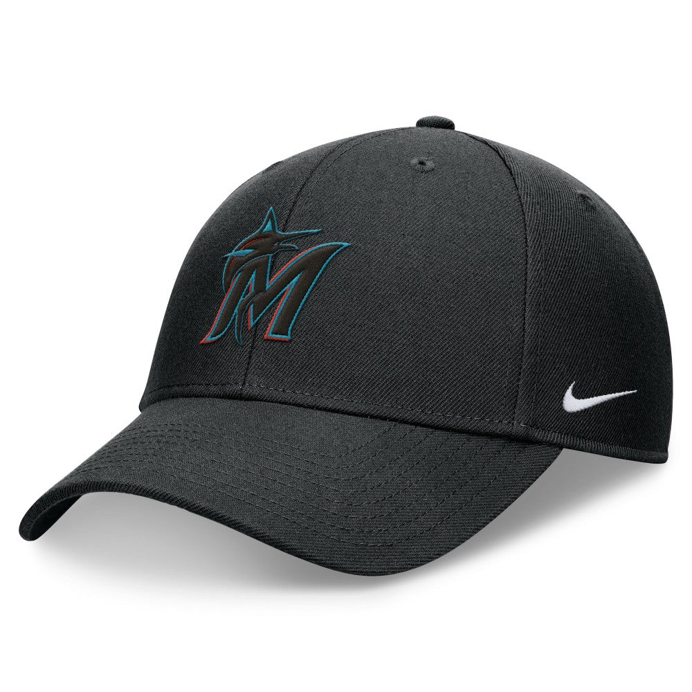 Miami Marlins Nike Club Performance Adjustable Hat - Black Hats