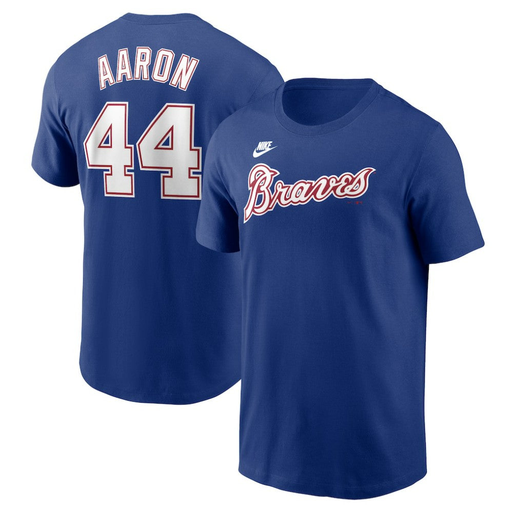 Hank Aaron Atlanta Braves Nike Cooperstown Collection Fuse Name & Number T-Shirt - Royal T-shirts