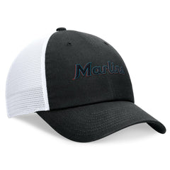 Miami Marlins Nike Wordmark Adjustable Trucker Hat - Black Hats