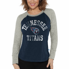 Tennessee Titans G-III 4Her by Carl Banks Women's Waffle Knit Raglan Long Sleeve T-Shirt Navy/Heather Gray