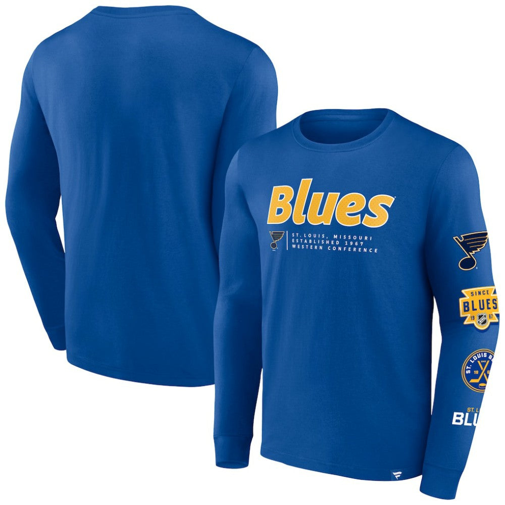 NHL St. Louis Blues Fanatics Strike the Goal Long Sleeve T-Shirt - Blue
