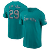 Cal Raleigh Seattle Mariners Nike Fuse Name & Number Inline T-Shirt - Aqua T-shirts