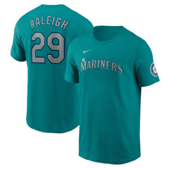 Cal Raleigh Seattle Mariners Nike Fuse Name & Number Inline T-Shirt - Aqua T-shirts