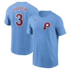 Bryce Harper Philadelphia Phillies Nike Fuse Name & Number T-Shirt - Light Blue T-shirts