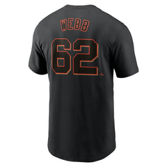 Logan Webb San Francisco Giants Nike Fuse Name & Number T-Shirt - Black T-shirts