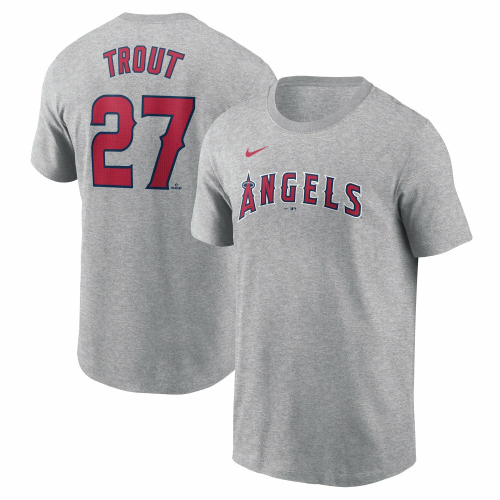 Mike Trout Los Angeles Angels Nike Fuse Name & Number T-Shirt - Gray T-shirts