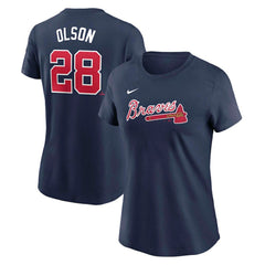 Matt Olson Atlanta Braves Nike Women's Cooperstown Collection Fuse Name & Number T-Shirt - Navy T-shirts