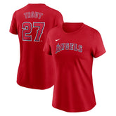 Mike Trout Los Angeles Angels Nike Women's Cooperstown Collection Fuse Name & Number T-Shirt - Red T-shirts