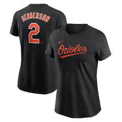 Gunnar Henderson Baltimore Orioles Nike Women's Cooperstown Collection Fuse Name & Number T-Shirt - Black T-shirts