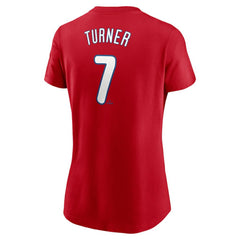 Trea Turner Philadelphia Phillies Nike Women's Cooperstown Collection Fuse Name & Number T-Shirt - Red T-shirts