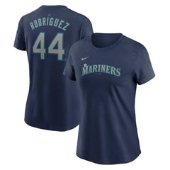 Julio Rodriguez Seattle Mariners Nike Women's Cooperstown Collection Fuse Name & Number T-Shirt - Navy T-shirts