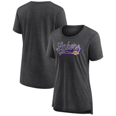 Los Angeles Lakers Women's League Leader Tri-Blend T-Shirt Heather Charcoal