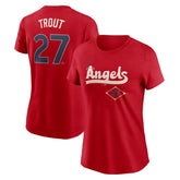 Mike Trout Los Angeles Angels Nike Women's 2024 City Connect Fuse Player Name & Number T-Shirt - Red T-shirts