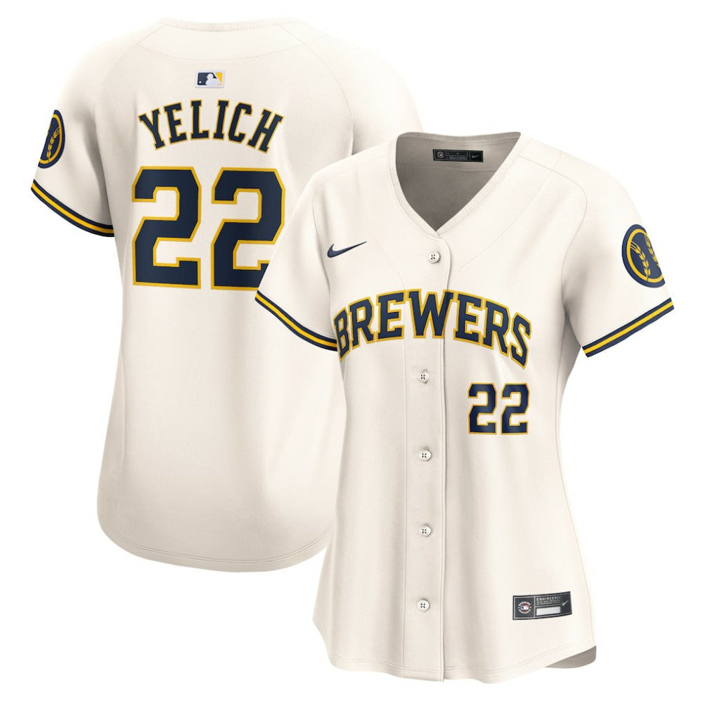 MLB Christian Yelich Milwaukee Brewers Nike Women's Home Limited Player Jersey - Cream