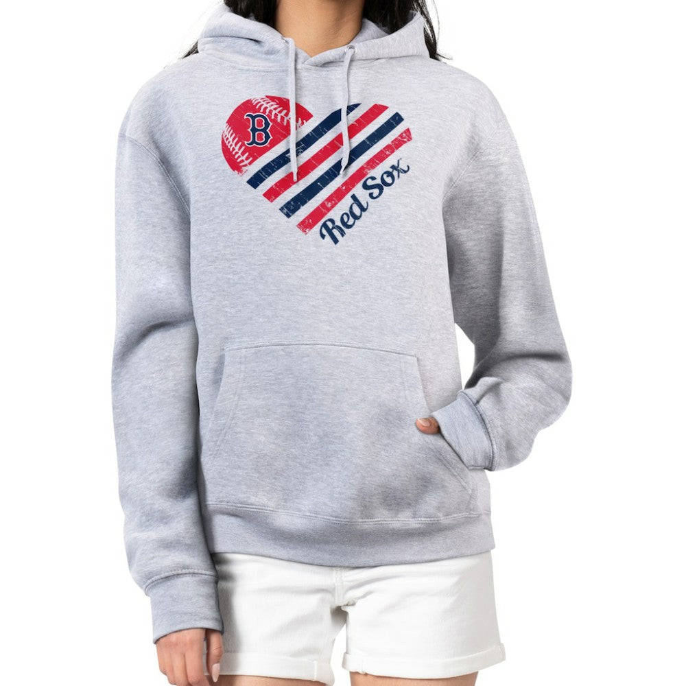Boston Red Sox G-III 4Her by Carl Banks Women's Heart Fleece Pullover Hoodie - Heather Gray Hoodies