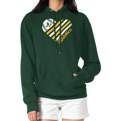Athletics G-III 4Her by Carl Banks Women's Heart Fleece Pullover Hoodie - Green Hoodies