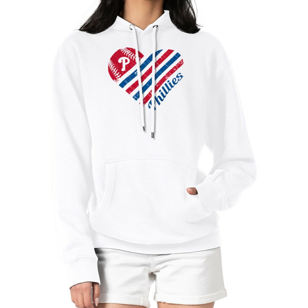 Philadelphia Phillies G-III 4Her by Carl Banks Women's Heart Fleece Pullover Hoodie - White Hoodies