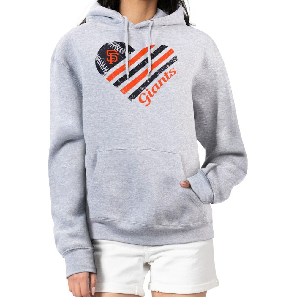 San Francisco Giants G-III 4Her by Carl Banks Women's Heart Fleece Pullover Hoodie - Heather Gray Hoodies