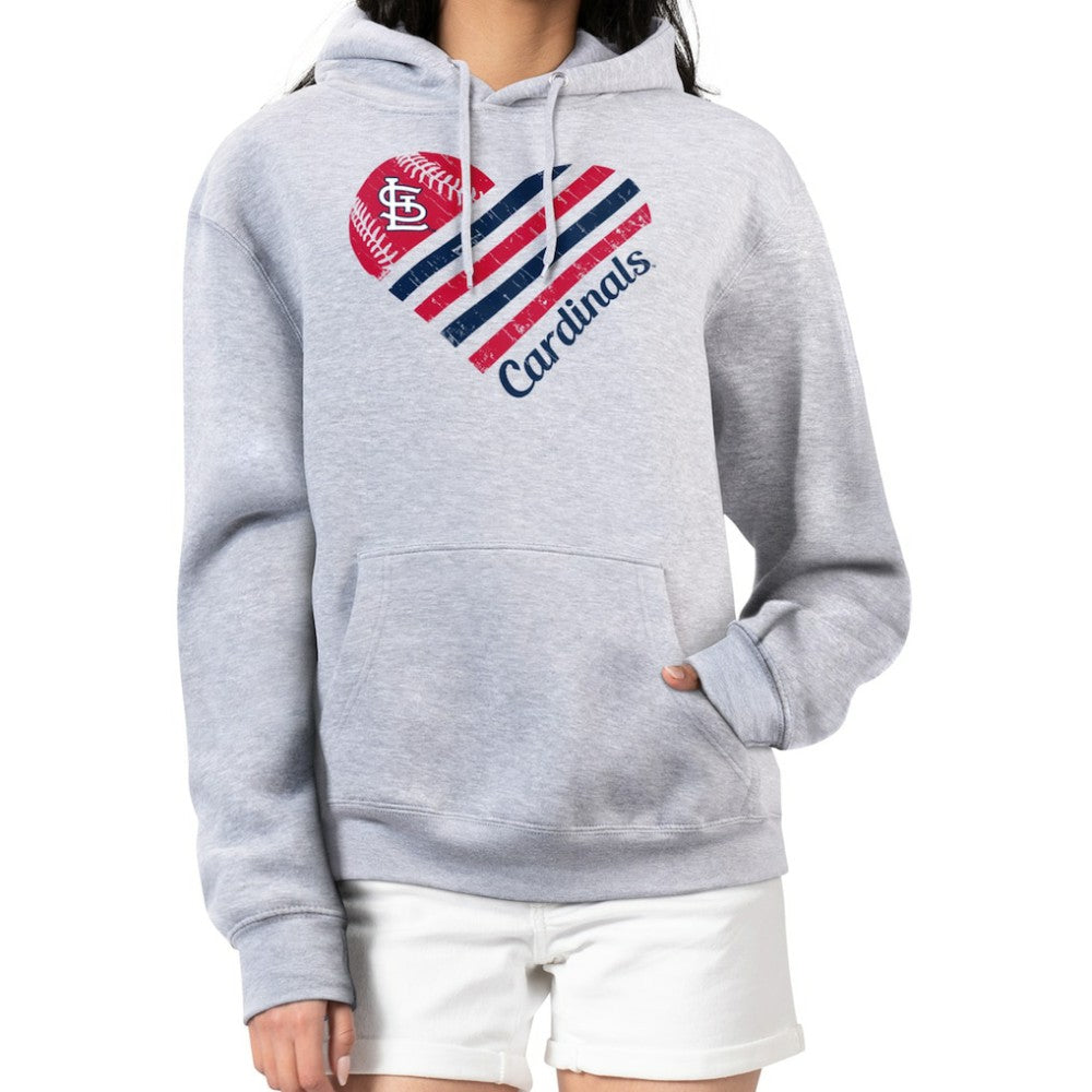 St. Louis Cardinals G-III 4Her by Carl Banks Women's Heart Fleece Pullover Hoodie - Heather Gray Hoodies