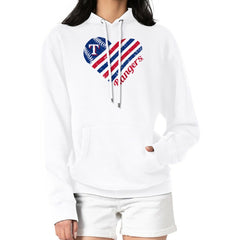 Texas Rangers G-III 4Her by Carl Banks Women's Heart Fleece Pullover Hoodie - White Hoodies