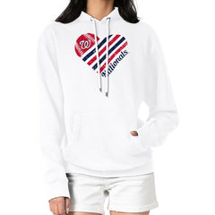 Washington Nationals G-III 4Her by Carl Banks Women's Heart Fleece Pullover Hoodie - White Hoodies