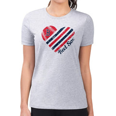 Boston Red Sox G-III 4Her by Carl Banks Women's Super-Slim Fit Lightweight Heart Graphic T-Shirt - Heather Gray T-shirts
