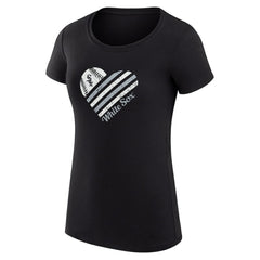 Chicago White Sox G-III 4Her by Carl Banks Women's Super-Slim Fit Lightweight Heart Graphic T-Shirt - Black T-shirts