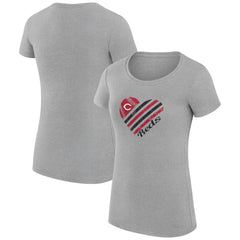 Cincinnati Reds G-III 4Her by Carl Banks Women's Super-Slim Fit Lightweight Heart Graphic T-Shirt - Heather Gray T-shirts