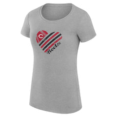 Cincinnati Reds G-III 4Her by Carl Banks Women's Super-Slim Fit Lightweight Heart Graphic T-Shirt - Heather Gray T-shirts