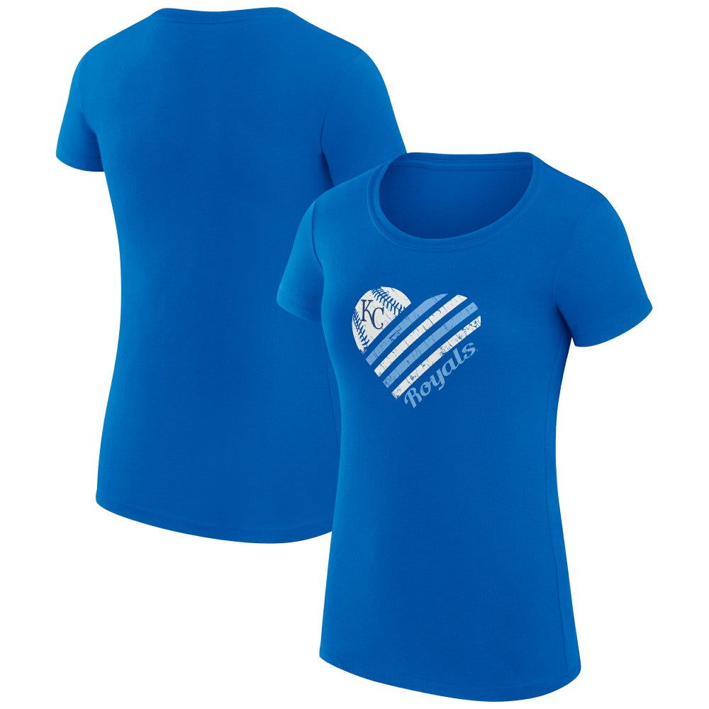 Kansas City Royals G-III 4Her by Carl Banks Women's Super-Slim Fit Lightweight Heart Graphic T-Shirt - Royal T-shirts