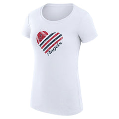 Los Angeles Angels G-III 4Her by Carl Banks Women's Super-Slim Fit Lightweight Heart Graphic T-Shirt - White T-shirts