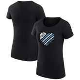 Miami Marlins G-III 4Her by Carl Banks Women's Super-Slim Fit Lightweight Heart Graphic T-Shirt - Black T-shirts