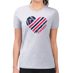 Minnesota Twins G-III 4Her by Carl Banks Women's Super-Slim Fit Lightweight Heart Graphic T-Shirt - Heather Gray T-shirts