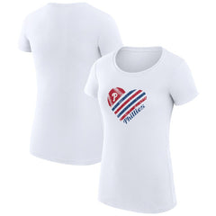 Philadelphia Phillies G-III 4Her by Carl Banks Women's Super-Slim Fit Lightweight Heart Graphic T-Shirt - White T-shirts