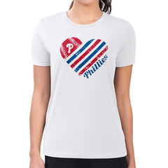 Philadelphia Phillies G-III 4Her by Carl Banks Women's Super-Slim Fit Lightweight Heart Graphic T-Shirt - White T-shirts