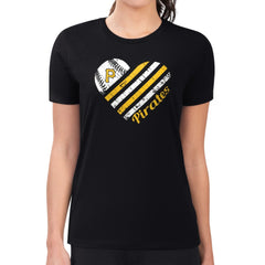 Pittsburgh Pirates G-III 4Her by Carl Banks Women's Super-Slim Fit Lightweight Heart Graphic T-Shirt - Black T-shirts