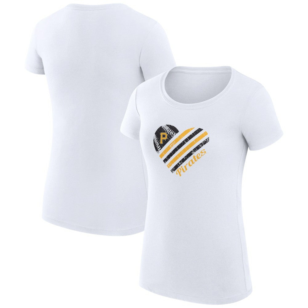 Pittsburgh Pirates G-III 4Her by Carl Banks Women's Super-Slim Fit Lightweight Heart Graphic T-Shirt - White T-shirts
