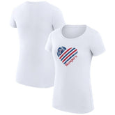 Texas Rangers G-III 4Her by Carl Banks Women's Super-Slim Fit Lightweight Heart Graphic T-Shirt - White T-shirts