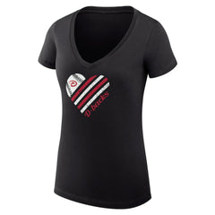 Arizona Diamondbacks G-III 4Her by Carl Banks Women's Super-Slim Fit Lightweight Heart V-Neck T-Shirt - Black T-shirts