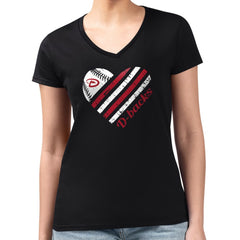 Arizona Diamondbacks G-III 4Her by Carl Banks Women's Super-Slim Fit Lightweight Heart V-Neck T-Shirt - Black T-shirts