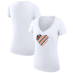 Baltimore Orioles G-III 4Her by Carl Banks Women's Super-Slim Fit Lightweight Heart V-Neck T-Shirt - White T-shirts