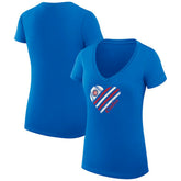 Chicago Cubs G-III 4Her by Carl Banks Women's Super-Slim Fit Lightweight Heart V-Neck T-Shirt - Royal T-shirts