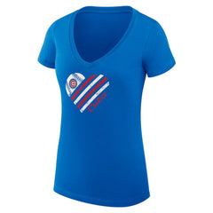 Chicago Cubs G-III 4Her by Carl Banks Women's Super-Slim Fit Lightweight Heart V-Neck T-Shirt - Royal T-shirts