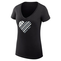 Chicago White Sox G-III 4Her by Carl Banks Women's Super-Slim Fit Lightweight Heart V-Neck T-Shirt - Black T-shirts
