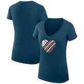 Detroit Tigers G-III 4Her by Carl Banks Women's Super-Slim Fit Lightweight Heart V-Neck T-Shirt - Navy T-shirts