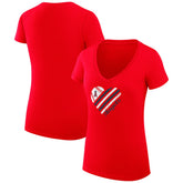 Los Angeles Angels G-III 4Her by Carl Banks Women's Super-Slim Fit Lightweight Heart V-Neck T-Shirt - Red T-shirts